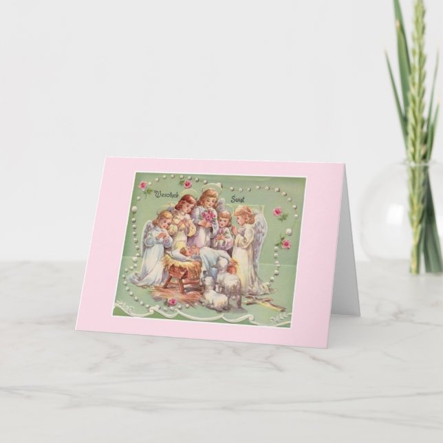 Vintage Polish Wesołych Świąt Christmas Card (Front)