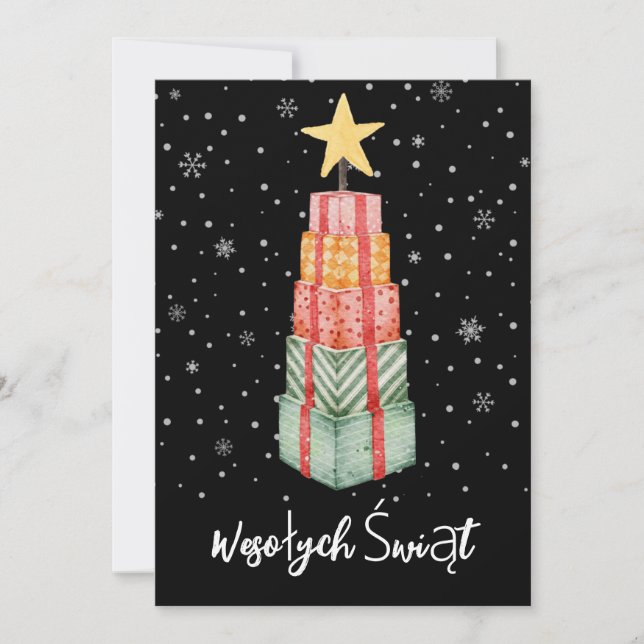 Vintage Polish Wesołych Świąt Christmas Card (Front)