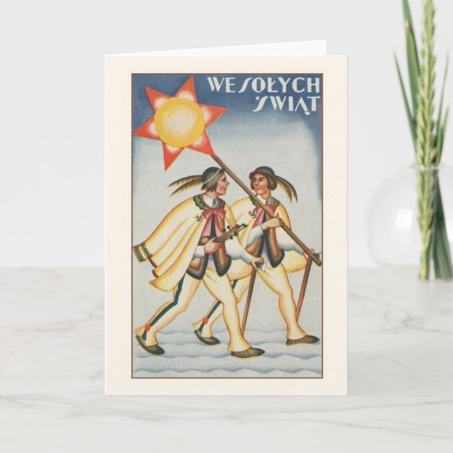 Vintage Polish Wesołych Świąt Christmas Card (Front)