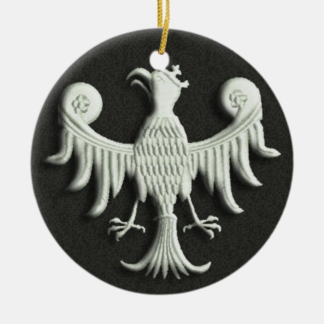 Vintage Polish White Eagle Ceramic Ornament (Front)