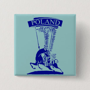 Vintage Polish Winged Hussar 2 Inch Square Button