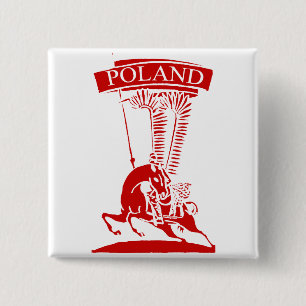 Vintage Polish Winged Hussar 2 Inch Square Button