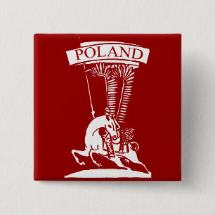 Vintage Polish Winged Hussar 2 Inch Square Button
