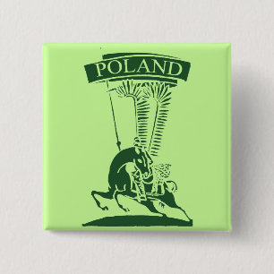 Vintage Polish Winged Hussar 2 Inch Square Button