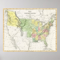 Vintage Political of the United States Map (1833)