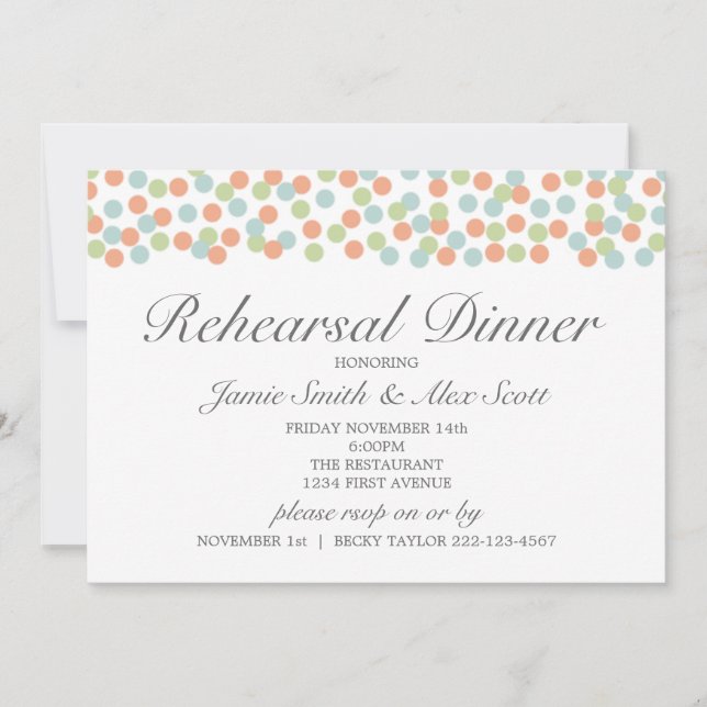 Vintage Polka Dot Rehearsal Dinner Invitation (Front)
