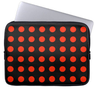 Vintage Polka Dots Black Red Colour Retro Classica Laptop Sleeve