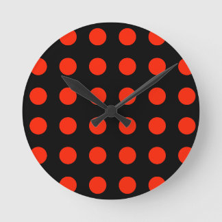 Vintage Polka Dots Black Red Colour Retro Classica Round Clock