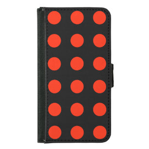 Vintage Polka Dots Black Red Colour Retro Classica Samsung Galaxy S5 Wallet Case