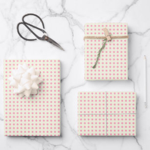 Vintage Polka Dots Pattern in Pink and Cream Wrapping Paper Sheet