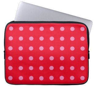 Vintage Polka Dots Pink Red Colour Retro Classic Laptop Sleeve
