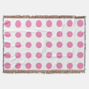 Vintage Polka Dots Pink White Colour Retro Classic Throw Blanket