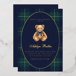 Vintage Polo Bear Baby Shower Foil Invitation