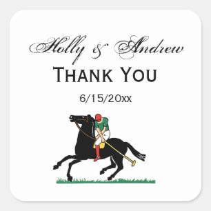 Vintage Polo Player on Pony Square Sticker