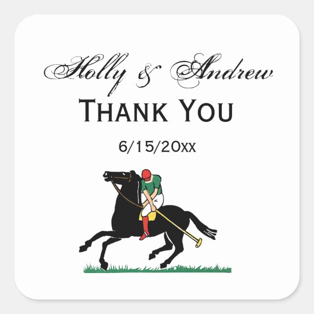 Vintage Polo Player on Pony Square Sticker (Front)
