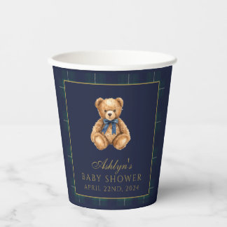 Vintage Polo Teddy Bear Baby Shower Paper Cups