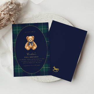Vintage Polo Teddy Bear Birthday Party Invitation