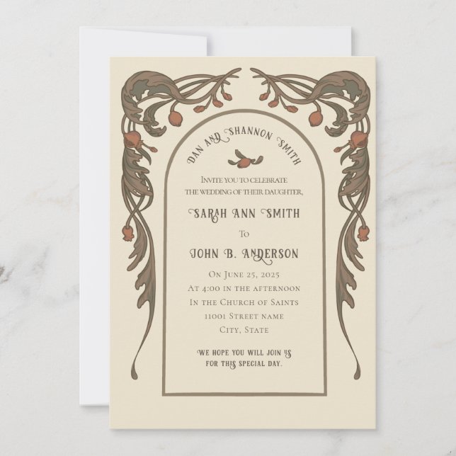 Vintage Pomegranate arch invitation (Front)