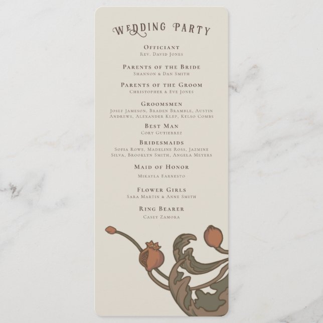 Vintage Pomegranate Fans  Program (Front)