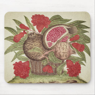 Vintage Pomegranate Flowers and Fruits Mouse Pad