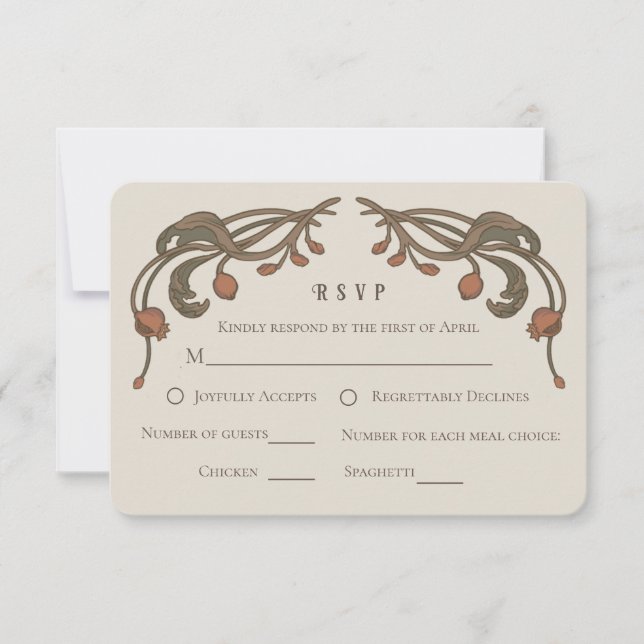 Vintage Pomegranate RSVP card (Front)