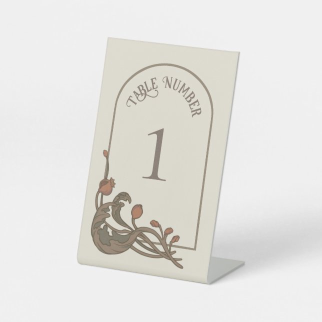 Vintage Pomegranate Table Number Pedestal Sign (Front)