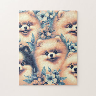 Vintage Pomeranian Dog Illustration Jigsaw Puzzle