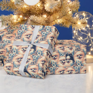Vintage Pomeranian Dog Illustration Wrapping Paper