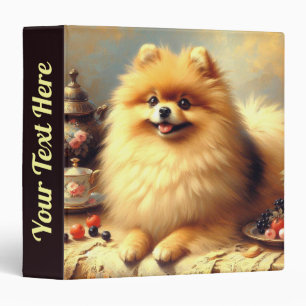 Vintage Pomeranian Dog Painting Binder