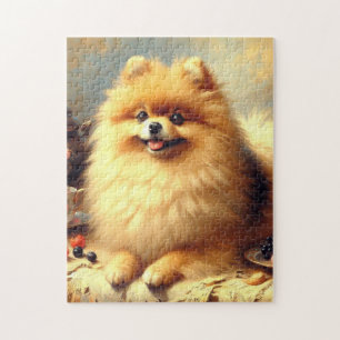 Vintage Pomeranian Dog Painting Jigsaw Puzzle