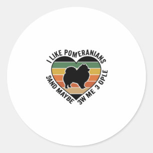 Vintage Pomeranian Heart Quote Dog Lover Shirt Des Classic Round Sticker