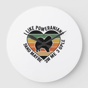 Vintage Pomeranian Heart Quote Dog Lover Shirt Des Large Clock