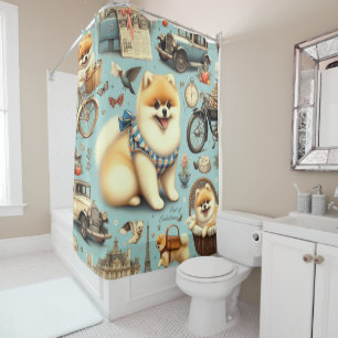 Vintage Pomeranian Seamless Illustration