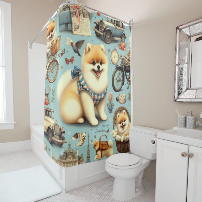 Vintage Pomeranian Seamless Illustration (In Situ)