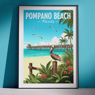 Vintage Pompano Beach Florida Poster
