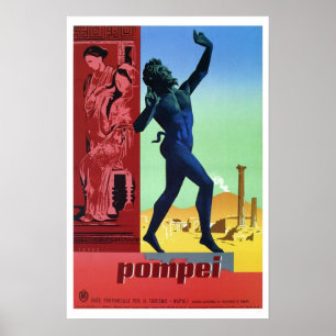Vintage Pompeii Italian travel Poster
