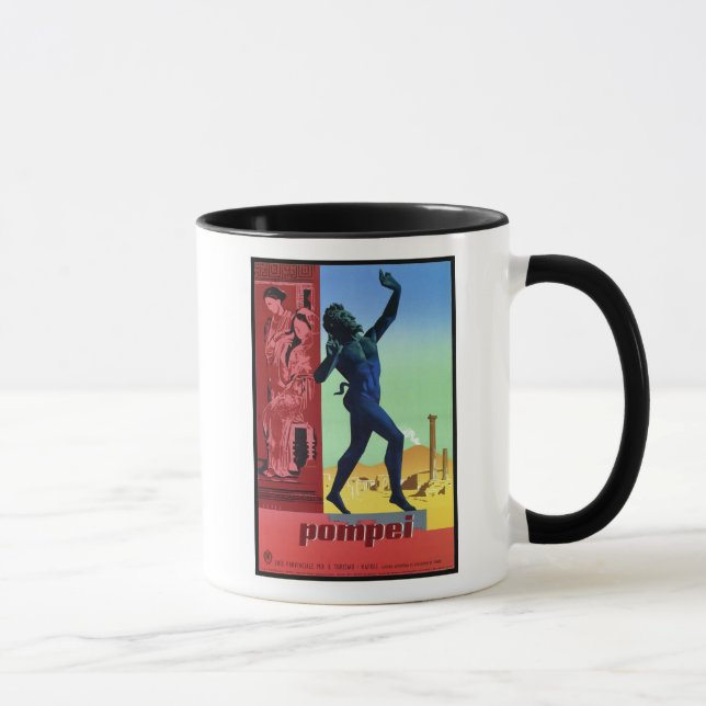 Vintage Pompeii Italian travel poster Mug (Right)