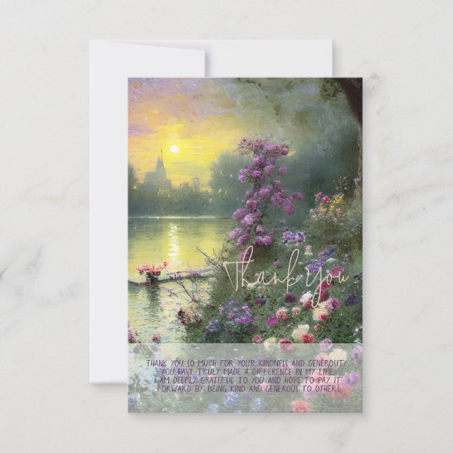 Vintage pond and flowers customizable card (Front)
