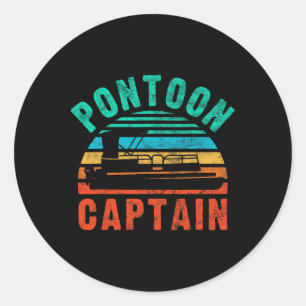Vintage Pontoon Captain Boat Owner Boating Boater  Classic Round Sticker