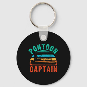 Vintage Pontoon Captain Boat Owner Boating Boater Keychain