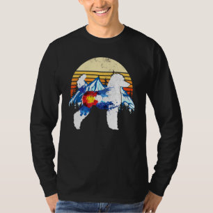 Vintage Poodle Dog Colorado Flag Sunset Retro T-Shirt
