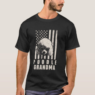 Vintage Poodle Dog Grandma American Flag Gifts for T-Shirt