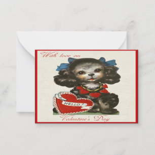 Vintage Poodle Dog In Valentine's Day Card