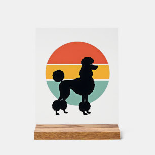 Vintage Poodle Sunset Retro Dog Silhouette Circle Acrylic Sign