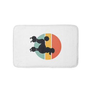 Vintage Poodle Sunset Retro Dog Silhouette Circle Bath Mat
