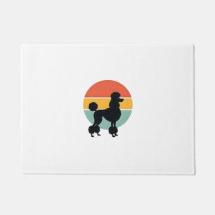 Vintage Poodle Sunset Retro Dog Silhouette Circle  Doormat