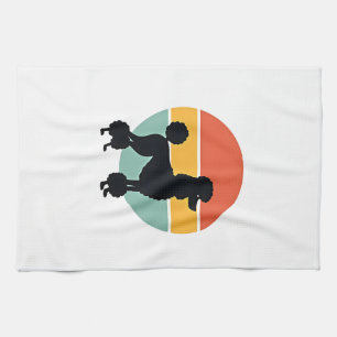 Vintage Poodle Sunset Retro Dog Silhouette Circle  Kitchen Towel