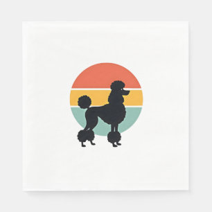 Vintage Poodle Sunset Retro Dog Silhouette Circle Napkin