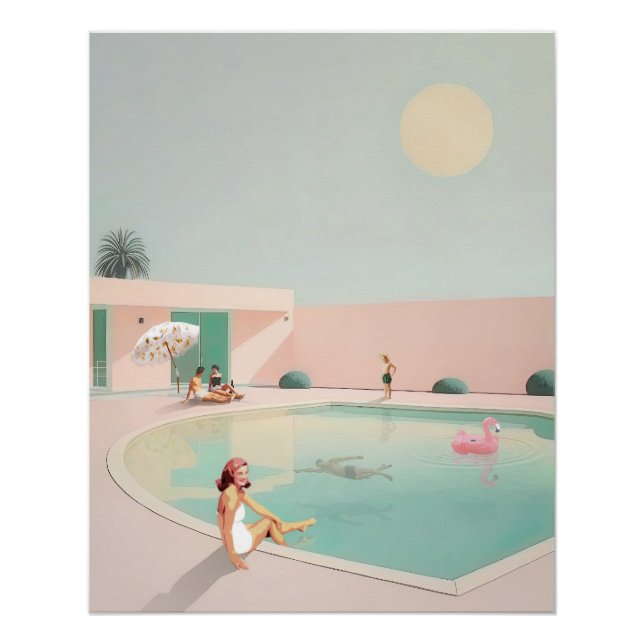 Vintage Pool Glossy Poster (Front)