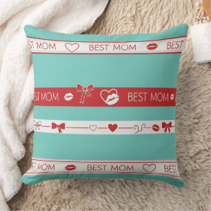 Vintage Pop Art Best Mom Love Pattern Throw Pillow
